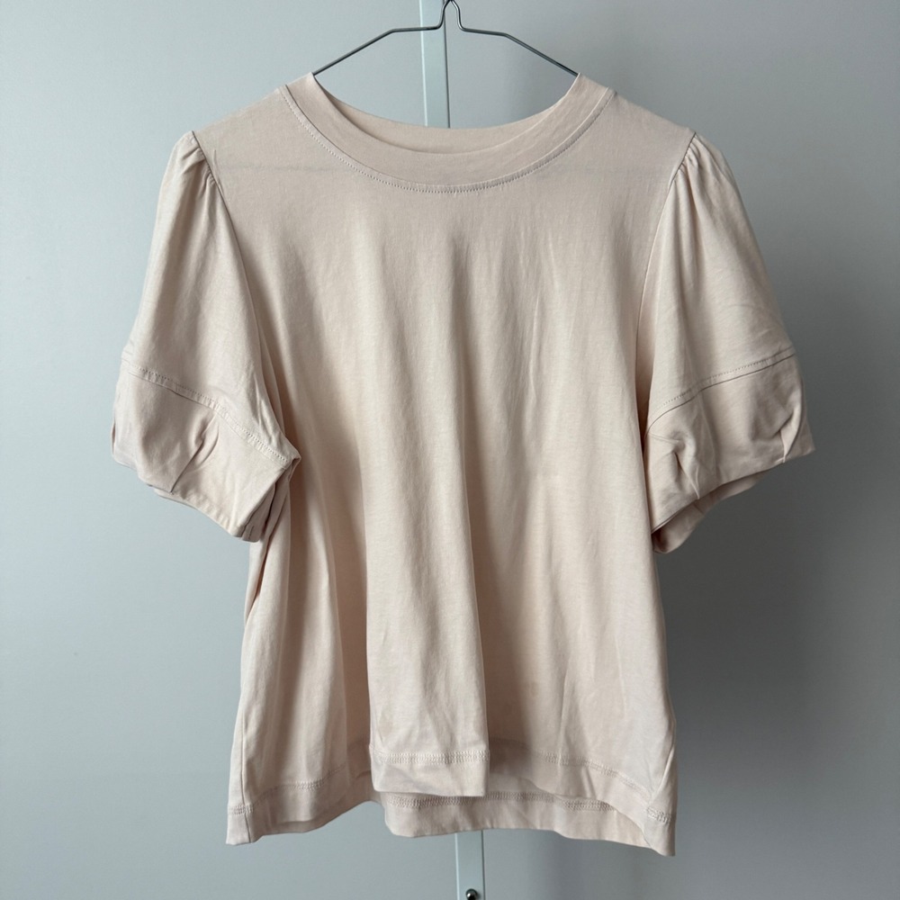 Rebecca Minkoff sz M Puff Sleeve top Cotton Preppy Minimalist Office siren